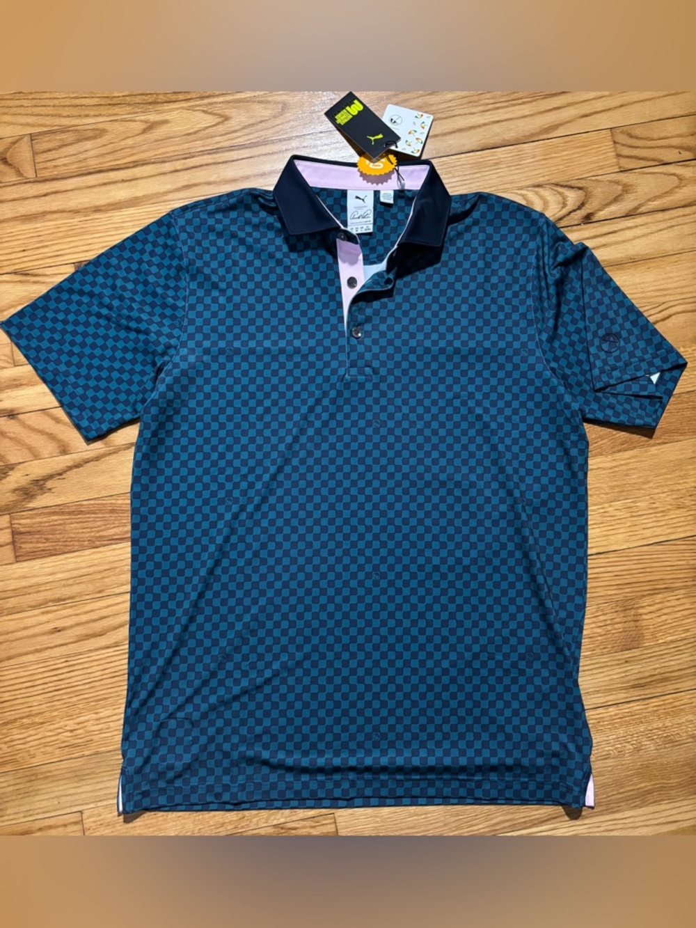 PUMA x Arnold Palmer Green Checkered Men's Golf Polo size M NEW!!